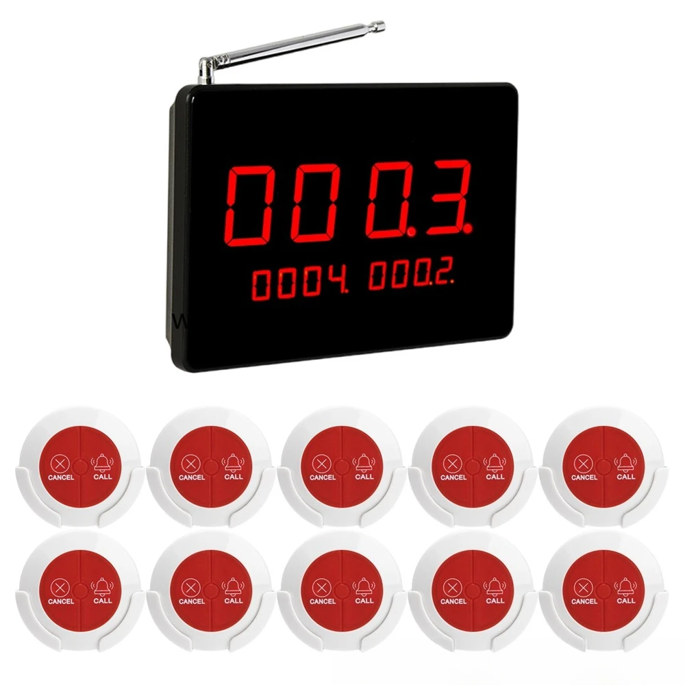 Wireless Emergency Call System Hospital Nurse Medical Service Pager Device 1 Number Host Receiver With 10 Waterproof Button fast