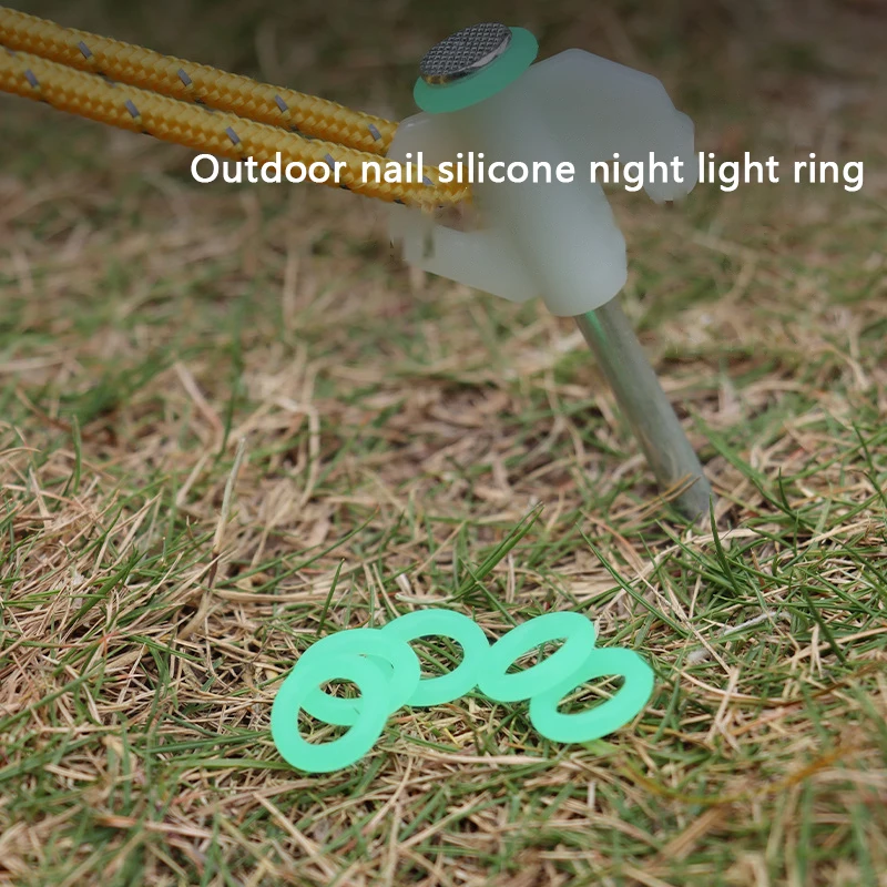 

10Pcs Outdoor Nail Night Light Circle Silicon Rubber Ring Luminous Ring Warning Ring Camping Nail Night Light Circle Camping