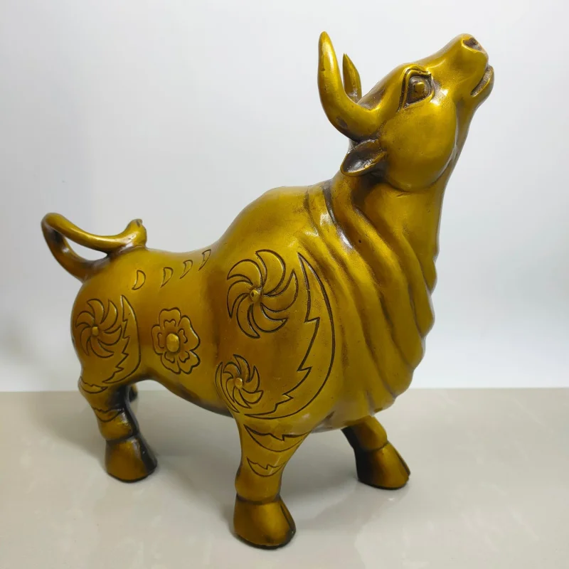 Antique-style brass craftsmanship, copper bull ornament, home decoration creative gift and craft item