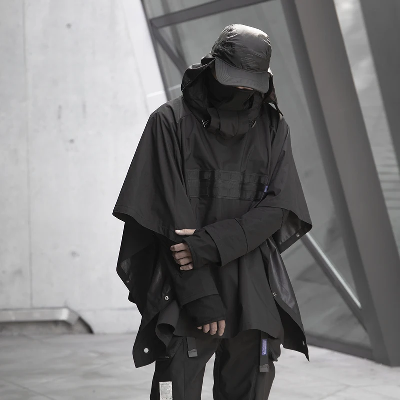 

WHYWORKS 19AW киберпанк ниндзя стиль черные пальто темная одежда Водонепроницаемые куртки techwear легкая куртка tech coat