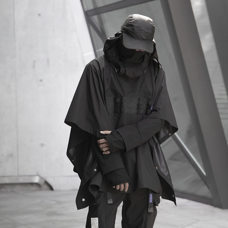 WHYWORKS 19AW cyberpunk ninja style czarne płaszcze ciemne nosić wodoodporne kurtki techwear lekka kurtka tech coat