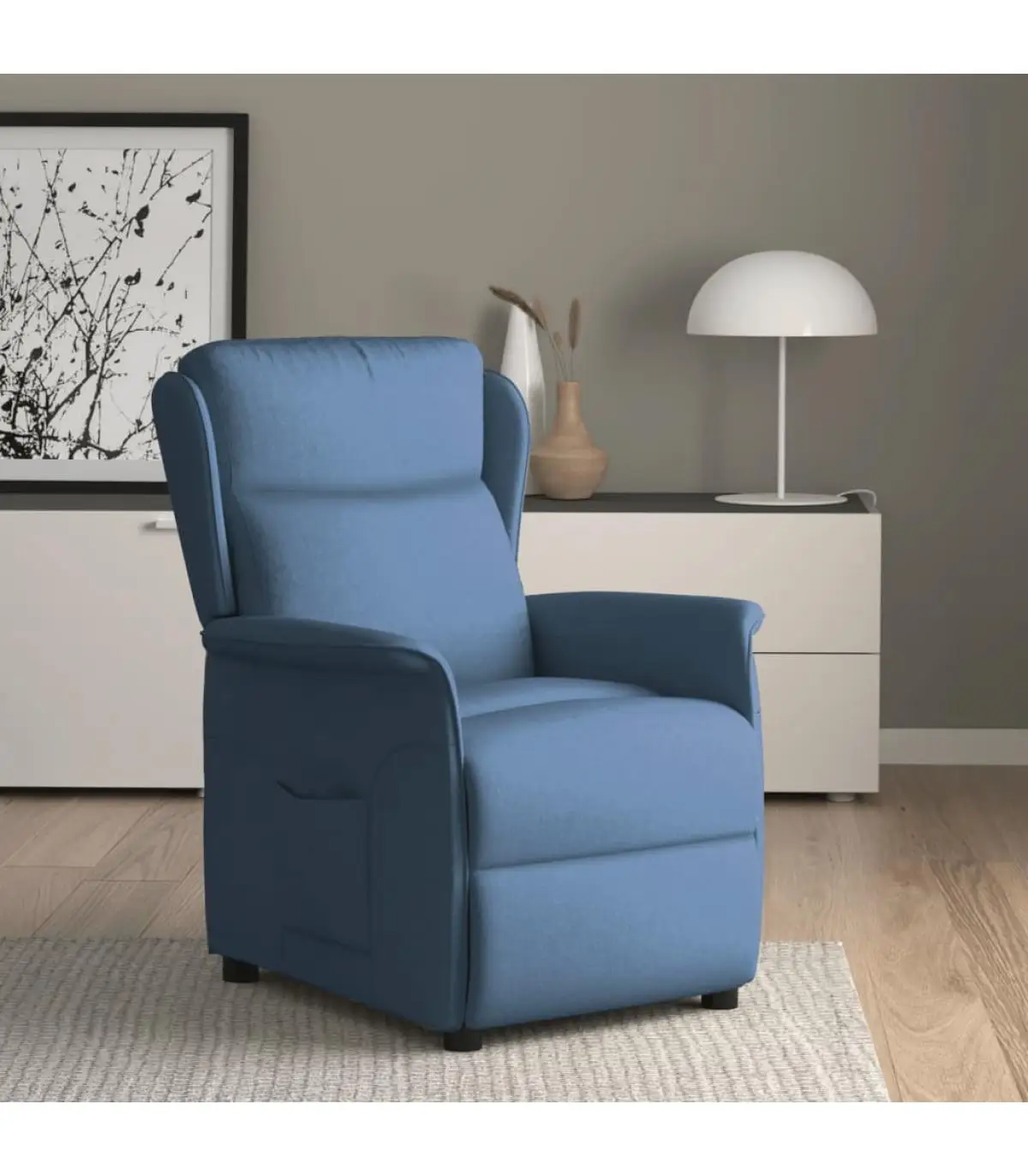 Blue fabric recliner armchairs