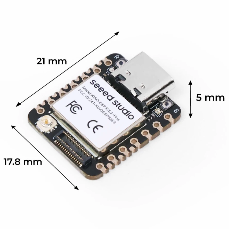 XIAO ESP32S3 Plus - 20 GPIOs, 2.4GHz WiFi, BLE 5.0, 8MB PSRAM, 16MB FLASH, esp32-s3 dual-core, battery charge supported