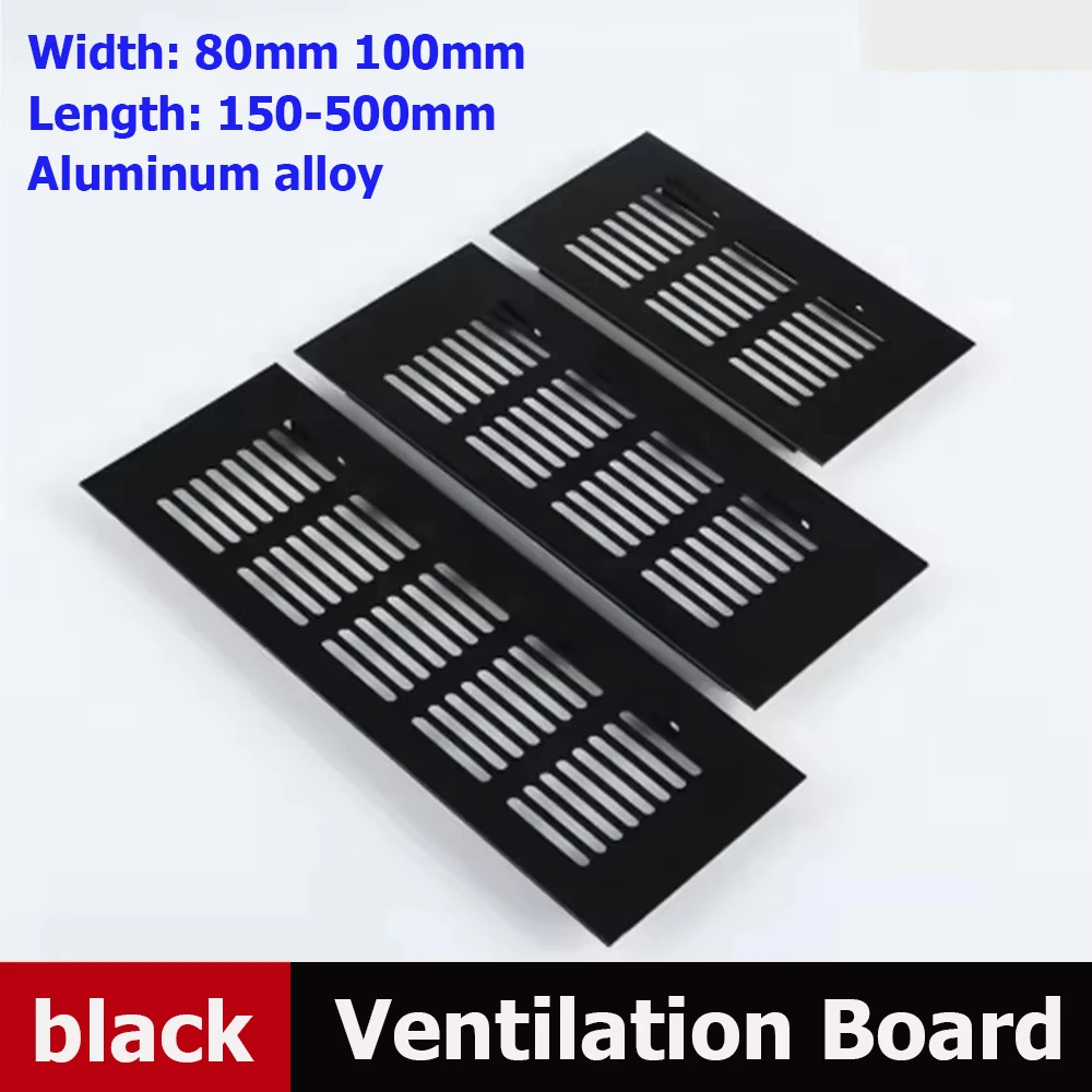 Width80/100mm Rectangular Aluminum Alloy Vent Mesh Plate Cabinet Heat Dissipation Grille Air Hole Breathable Ventilation Cover