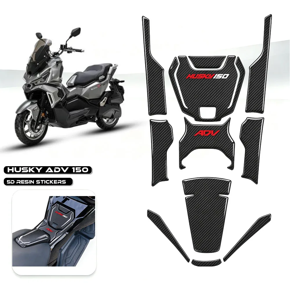 For SYM HUSKY 150 ADV Motorcycle 5D carbon fiber resin body fairing sticker Tank Pads Gas Knee Grip Traction Sticker Protector