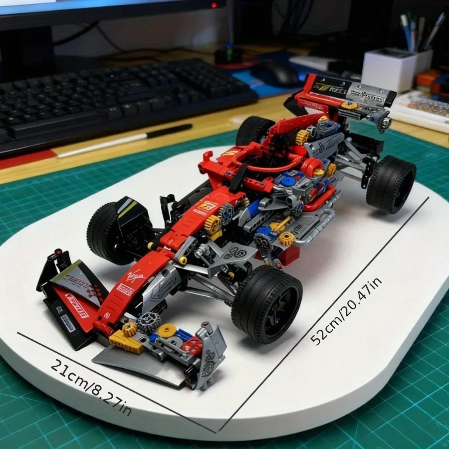 1280PCS Semi-split machinery Technical MOC Formula Racing Car Building Blocks DIY Red  Supercar City Sports Vehicle Brick Toys