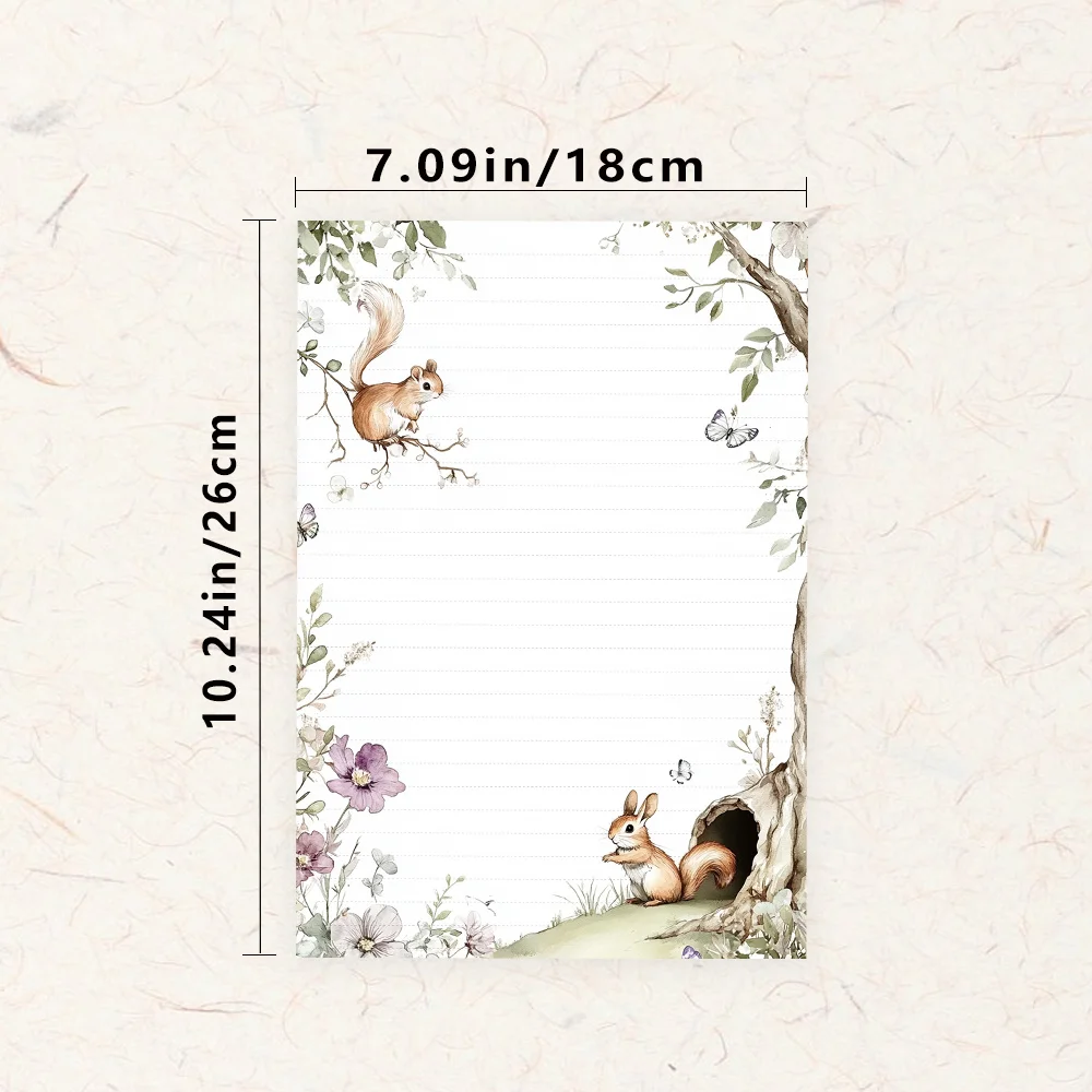 30 Sheets Of B5 Forest Fairy Tale Themed Writing Paper, Lined, No Glue, Perfect For Notebooks, Memos, And Stickers