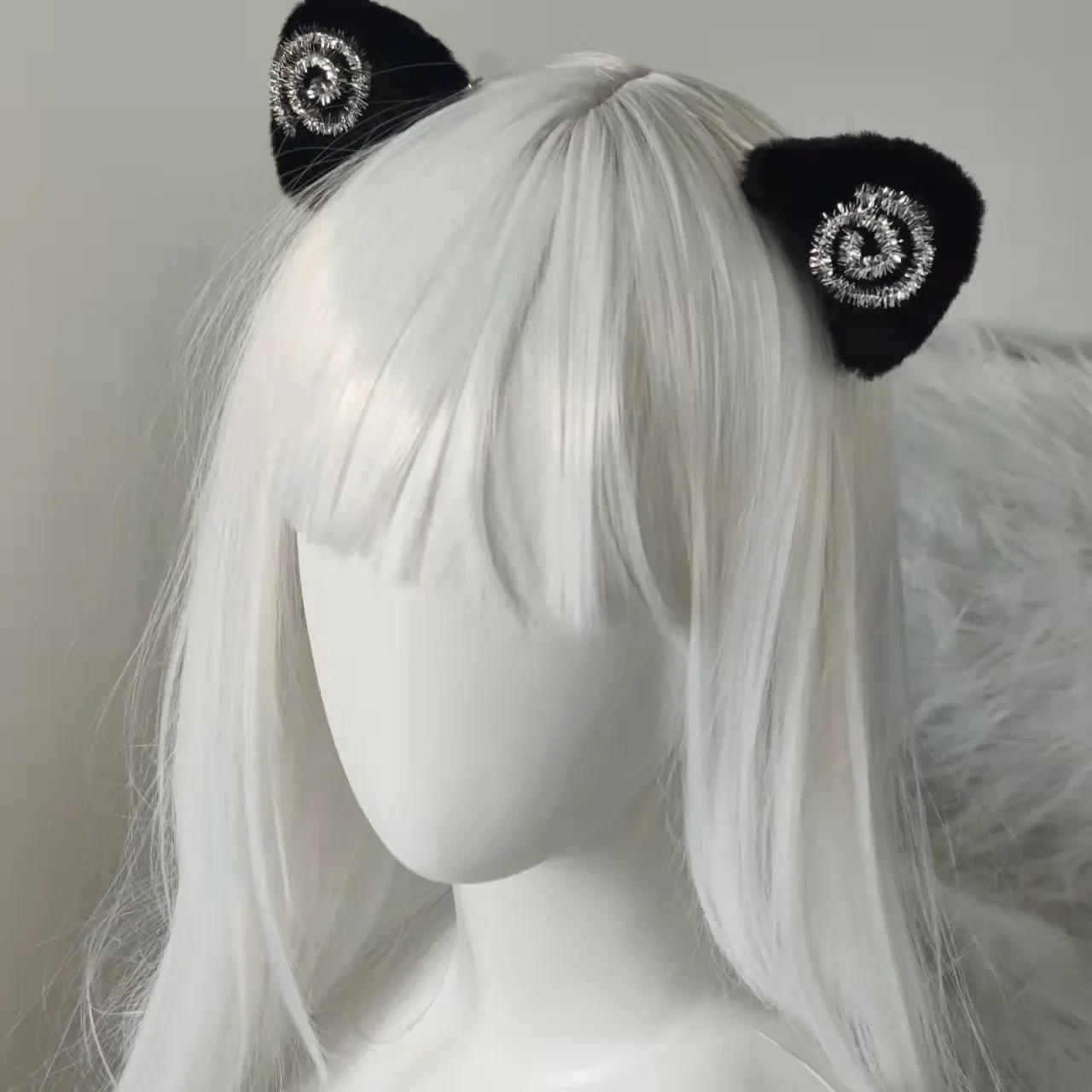 1 Pair Y2K Girl Gothic Lolita Punk Hairpin Harajuku Women Shine Fluffy Cat Ear Hair Accessories Hair Clips Cute Hair Barrettes