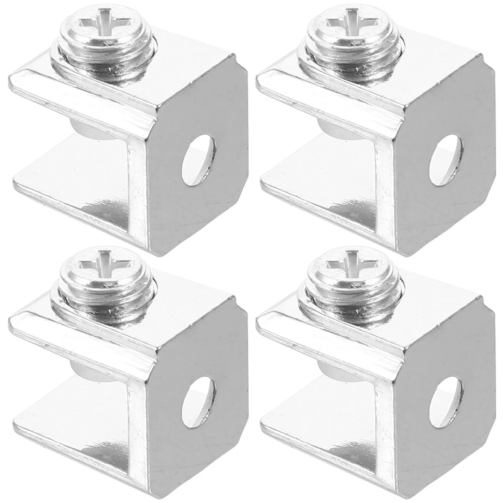 4Pcs Glass Shelf Clamp Alloy Bracket Clips No-Drill Stable Support for Bathroom Office Glass Panel Mounting Alloy Shelf Clips