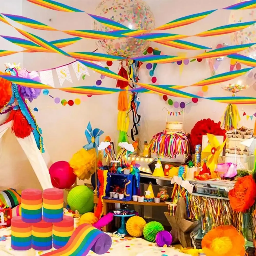 

10Rolls Colorful Rainbow Crepe Paper DIY Decoration Vibrant Colors Crepe Tissue Paper Roll Residue-Free High-quality