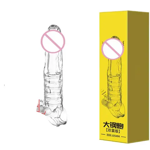 Enlarge Penis Sleeve Reusable Penis Sleeve Cock Rings Sheath Enlargement Enlarger Cock Cover Ring Delay Ejaculation Sex Toys