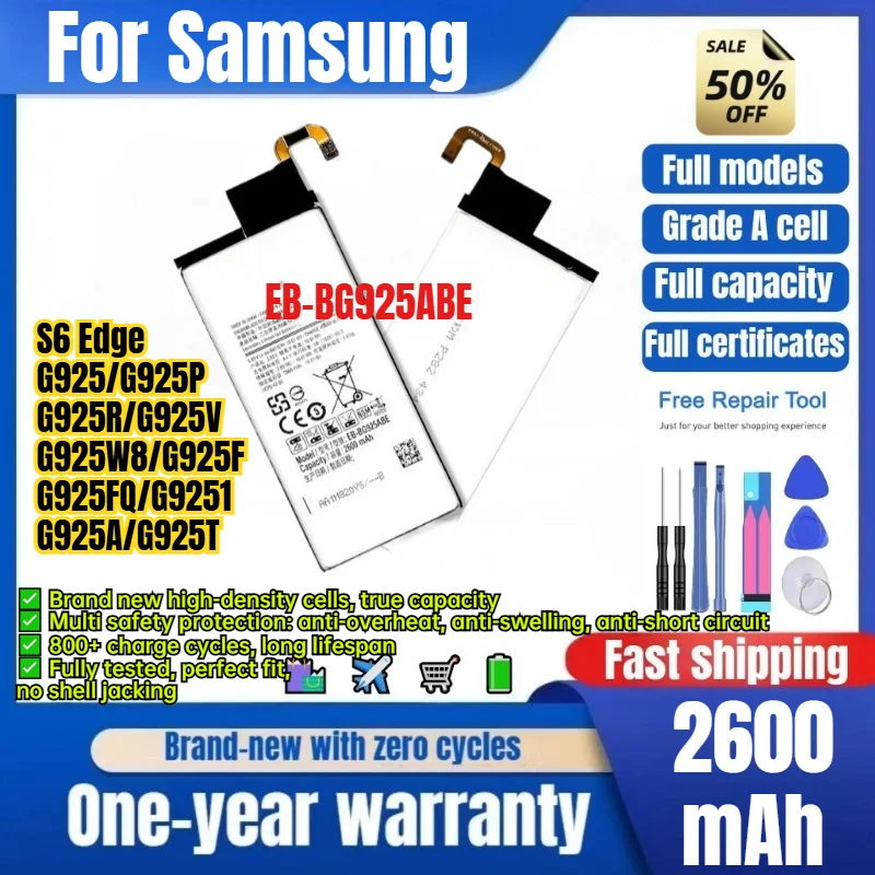 EB-BG925ABE for Samsung S6 Edge/G925/G925P/G925R/G925V/G925W8/G925F/G925FQ/G9251/G925A/G925T Phone Battery Replacement Bateria