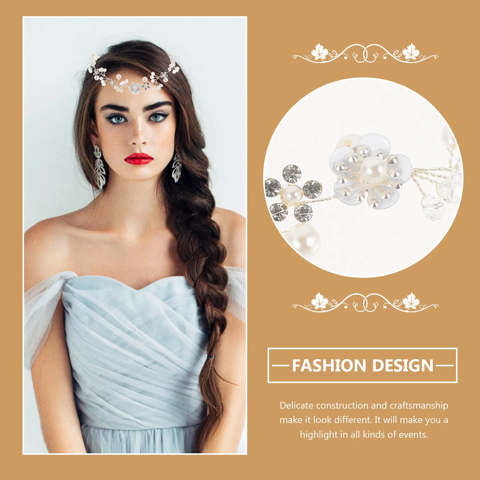 

Pearl Bridal Headband Floral Leaf Wedding Hairband Rhinestone Headpiece Bridesmaid Bride Prom Party Rhinestone Hair Bands