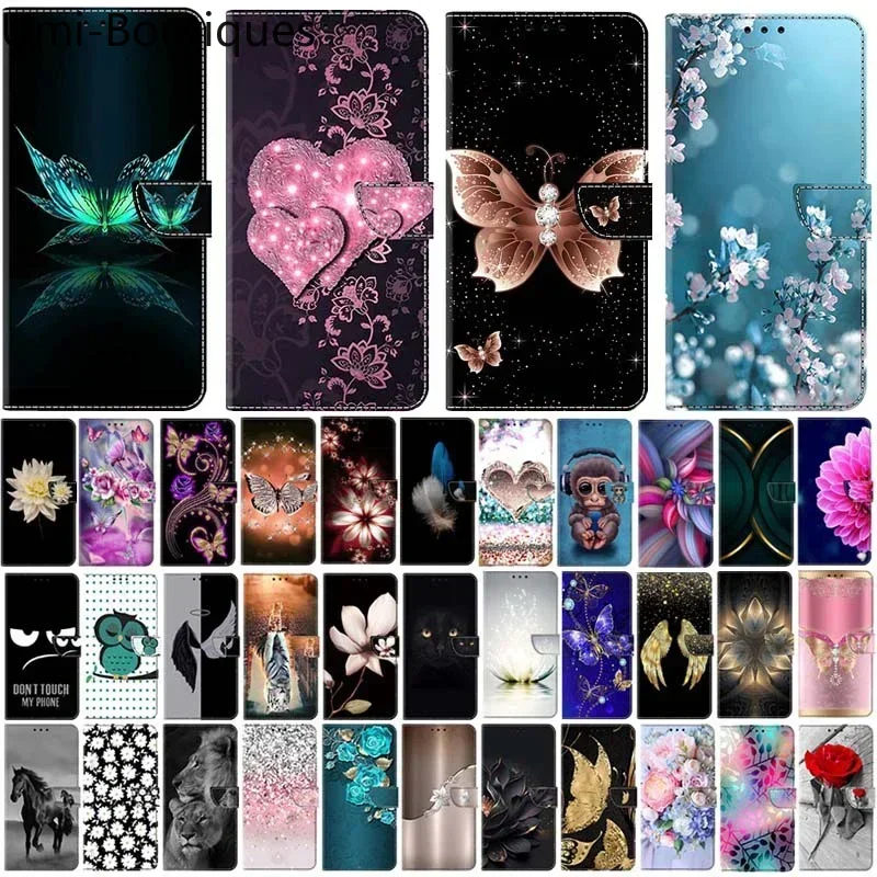 

Милый расписный чехол для Samsung Galaxy A50 A30S A50S A51 A52 A52S A53 A71 A05S A15, цветной магнитный кожаный откидной чехол с отделениями для карт