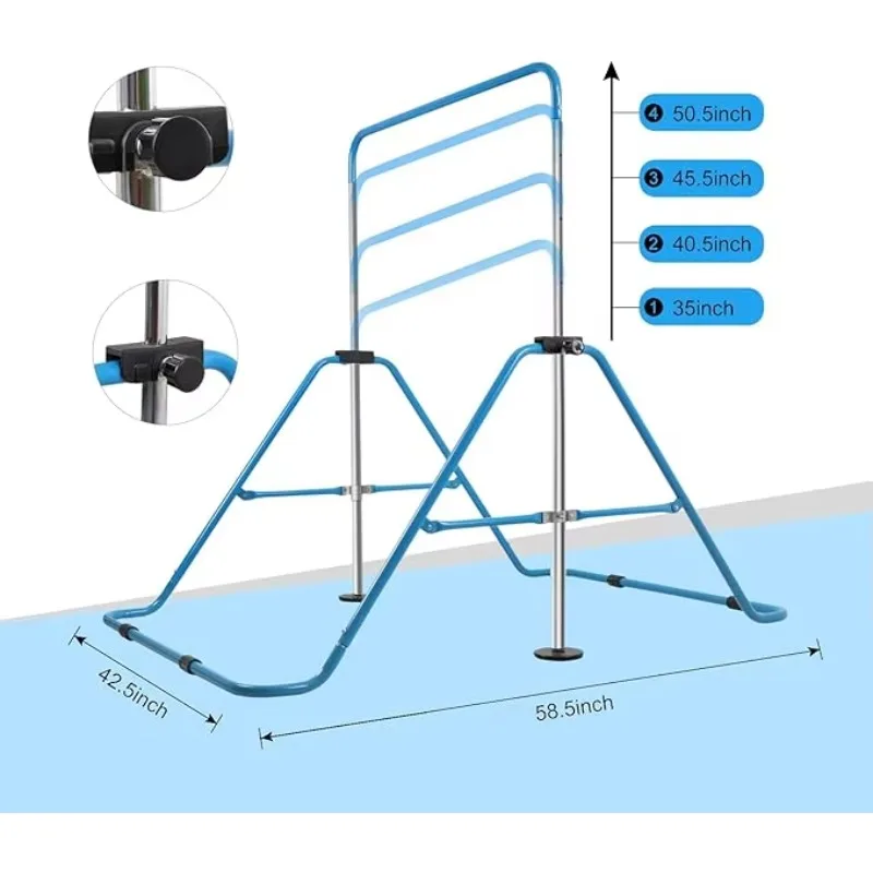 

Adjustable Indoor Home Gym Fitness Horizontal Floor Bar Blue Steel Material Parallel Bars