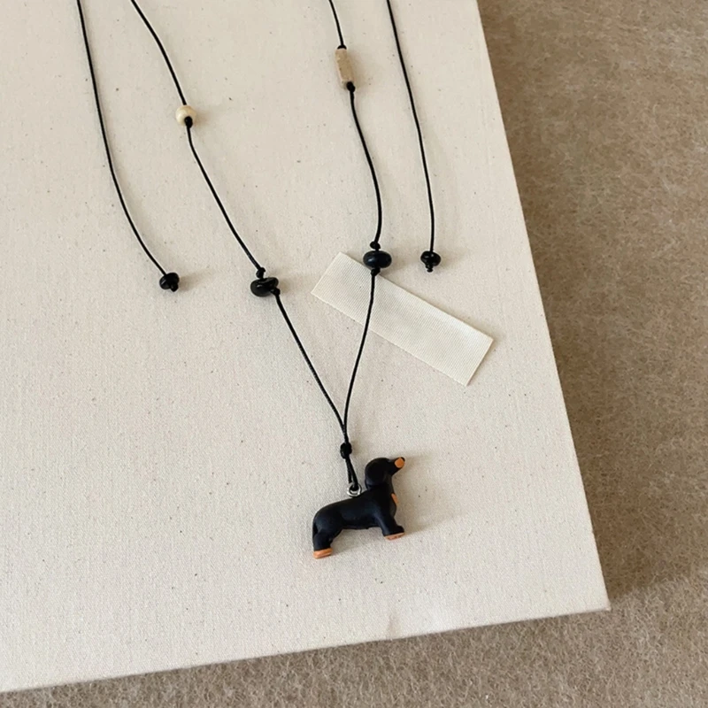 Fashion Multifuntional Dachshund Charm Necklace Handmade Resin Comfortable Jewelry Party Wear Jewelry for Any Occasion image 3