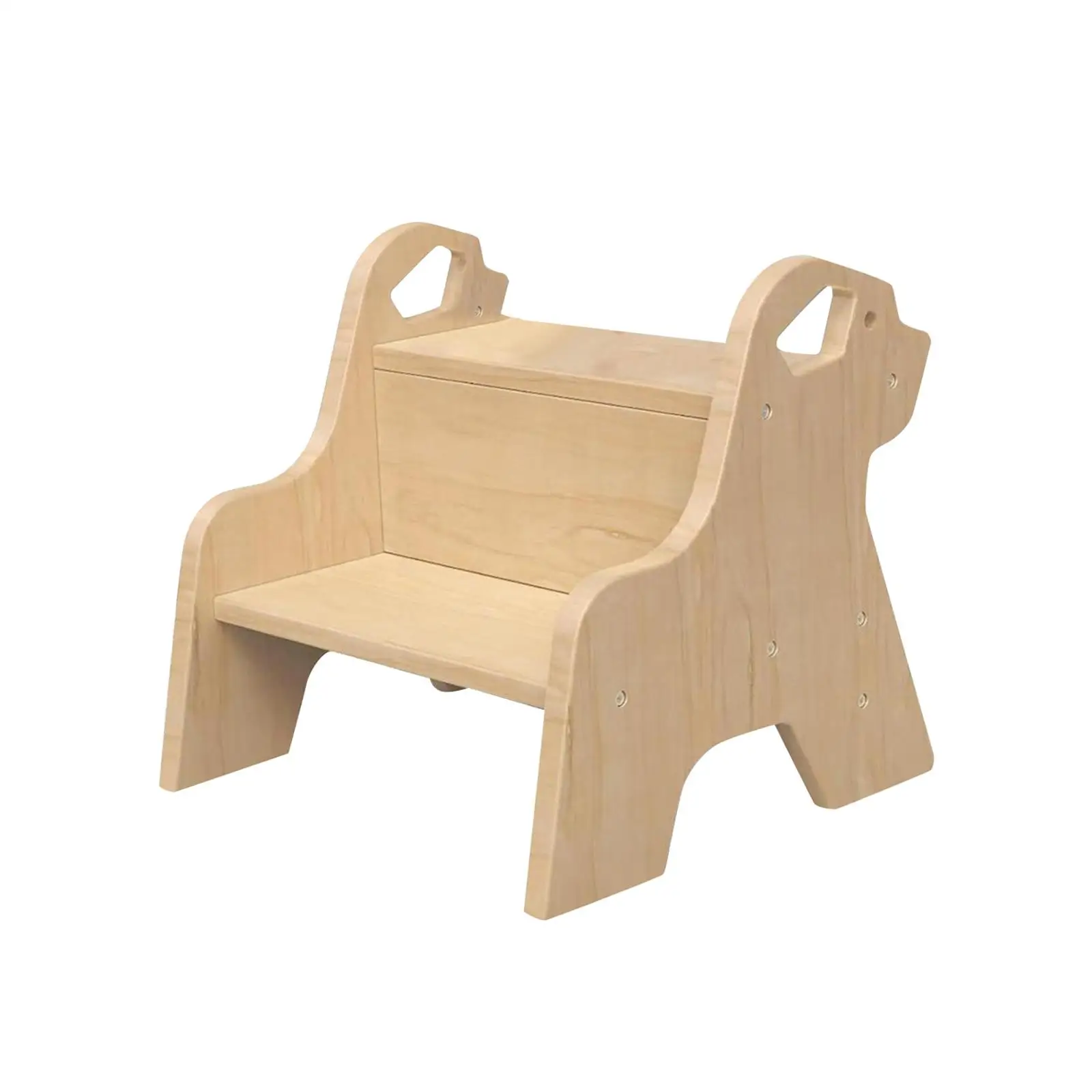 Wood Step Stool Multipurpose Non Slip Two Step Bench Footstool Bathroom Potty Chair for Indoor Entryway Outdoor Decor Bedroom