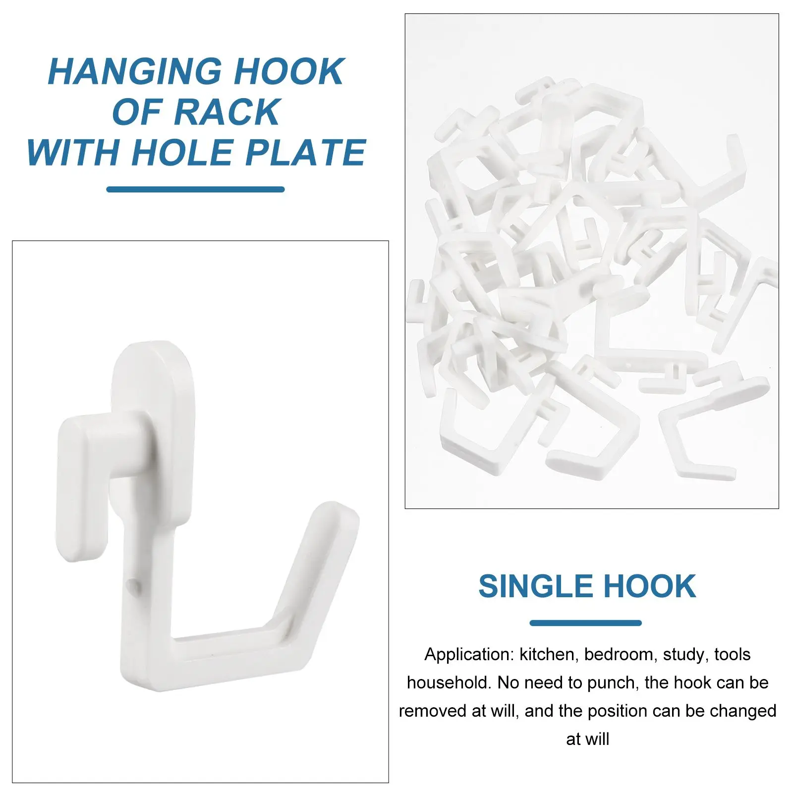 

20pcs Hooks J Shape Pegboard Hook White Plastic J Shape Hook Study Bedroom Kitchen Storage ganizer Display Rack