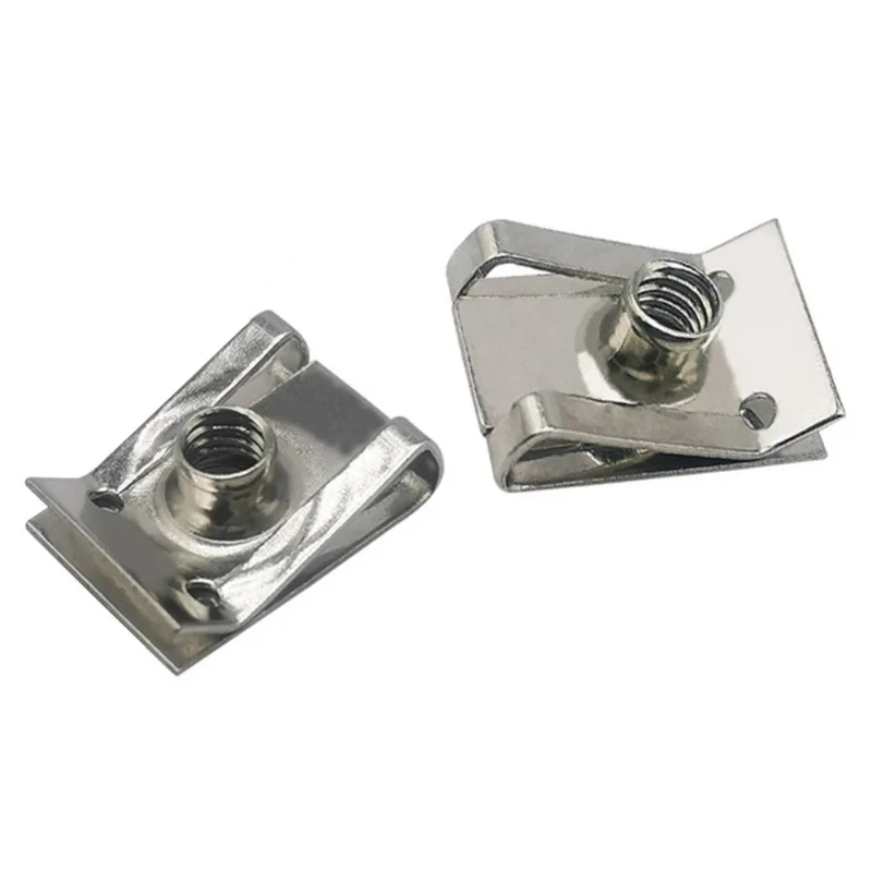 10Pcs Stainless Steel U Type Clips Plate Leaf Spring Nuts M6 M5 M4 M8 - 4mm 5mm 6mm 8mm Reed Nuts for Car Motorcycle Scooter ATV