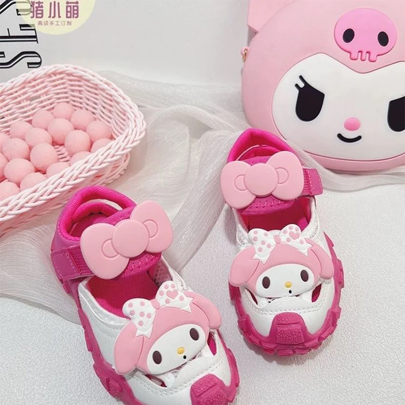 

Cute My Melody Sandals 2024 New Sanrio Kawaii Anime Princess Bowhead Sneakers Summer Sweet Cute Cartoon Babys Shoes Kid Gift