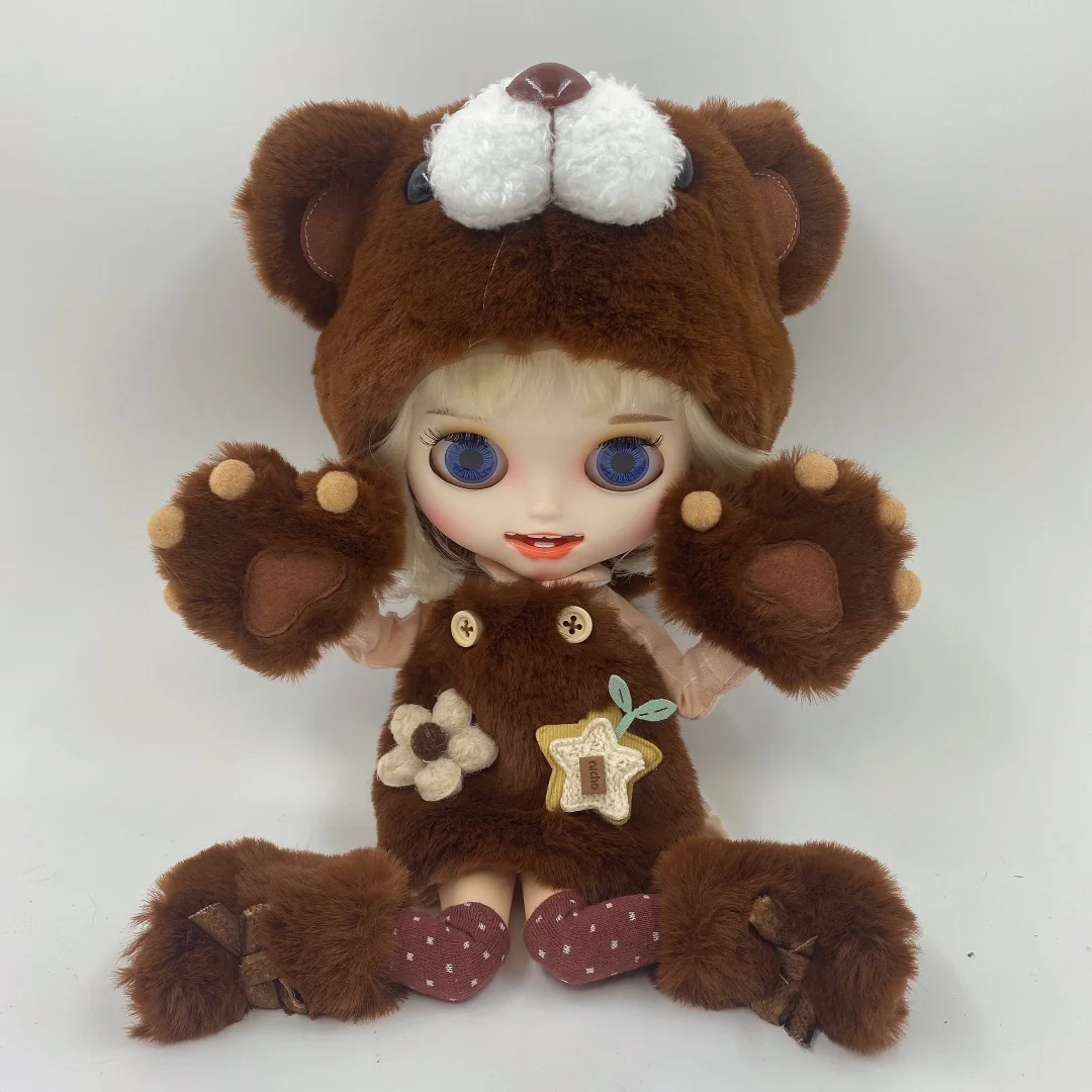 

DBS 1/6 BJD DollS Accessoriess Brown Bear Claw With Hat Shoes Suit Ob24 Anime Girl