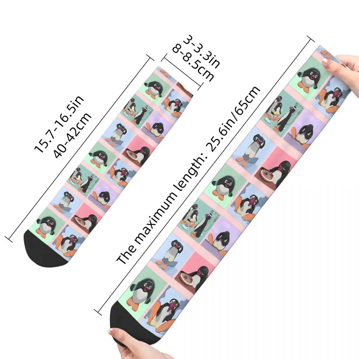 Retro Sad Chronic Illness Sticker Set Men's Socks Penguin Animal Unisex Hip Hop Pattern Printed Funny Crew Sock Gift