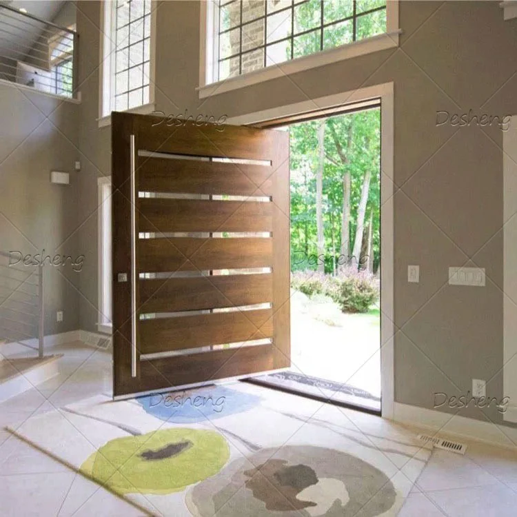 

Two Directions Entrance Front Manual Wooden Door Open Automatic Close Aluminium Entry Pivot Modern Doors