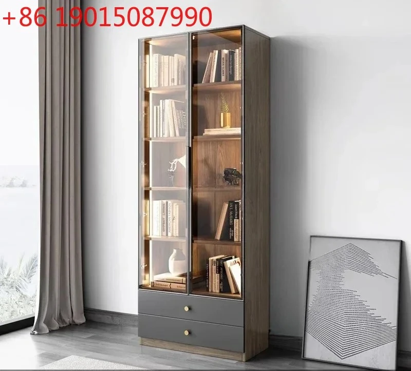 Nordic small apartment glass door unique study study cabinet storage bookshelf cabinet