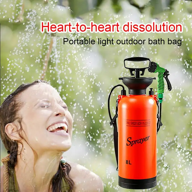 5L/8L Portable Outdoor Camping Pressure Shower Multi-Function Bath Sprayer Watering Flowers Car Washing Small Sprayer For car
