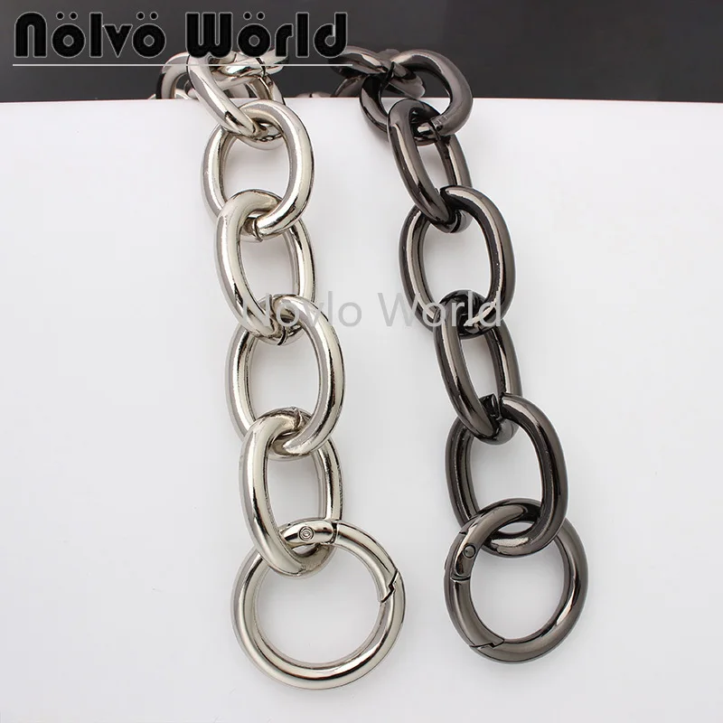 1-5 pieces 45-60-100-120cm 37*28mm big size aluminum chains with 1'' spring ring for women crossbody bag handles