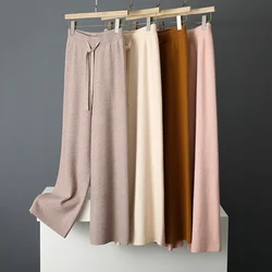 2024 New Autumn and Winter Women Cashmere Pants Knitted Wide leg pants Loose Cashmere Women Pants Women