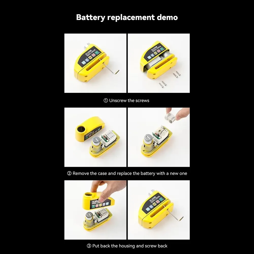 Motorcycle Alarm Lock Bike Disc Lock Warning 130DB Security Alloy Anti Theft Waterproof Brake Rotor Padlock Disc Brake Lock