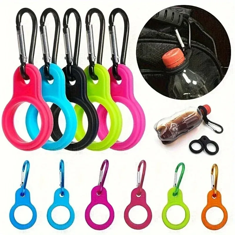 Portable Outdoor Carabiner Silicone Water Bottle Buckle Sports Bottle Buckle Kettle Clip Hook Tool Silicon Cup Holder