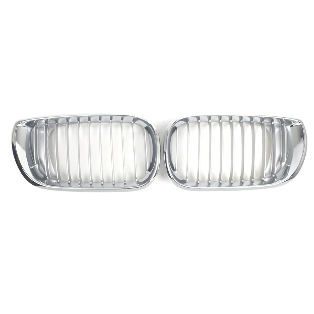 2pcs Chrome Front Bumper Grille Grill For BMW 3-Series E46 2002-2005 Facelift 51137030545 51137030546 51132158542 51132158543