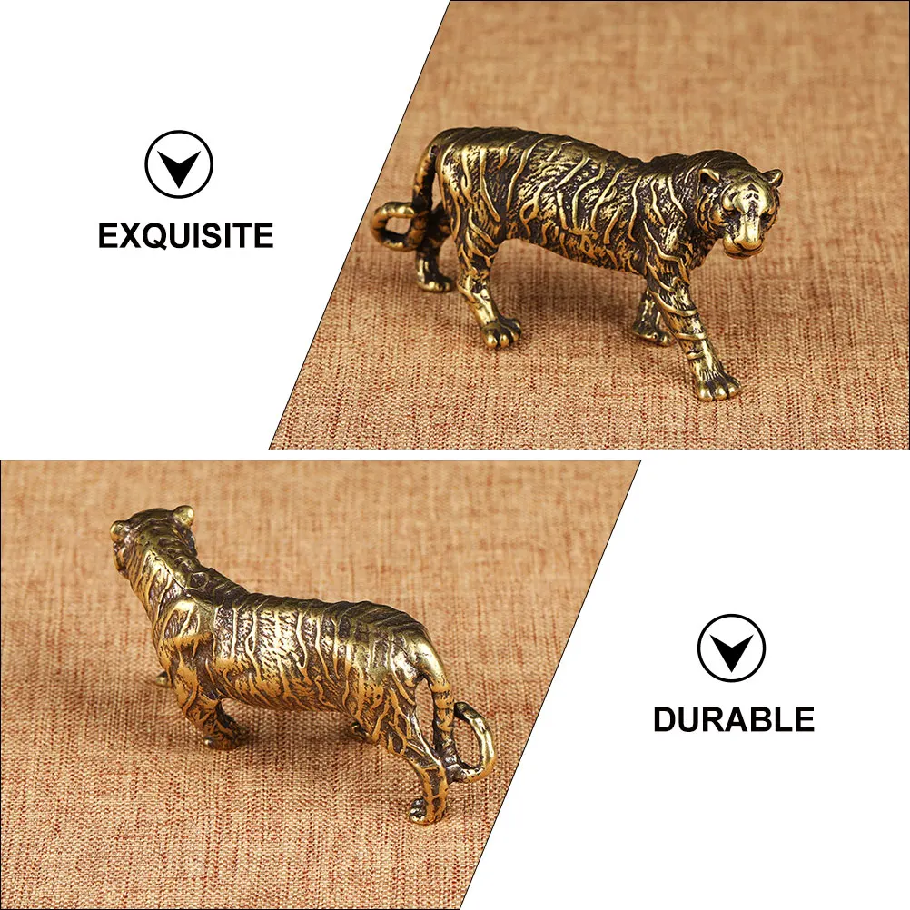 

1pc Vintage Brass Sculpture Home Office Desktop Ornament Paperweight Gift Copper Craft Tiger Sculpture Retro Decoration