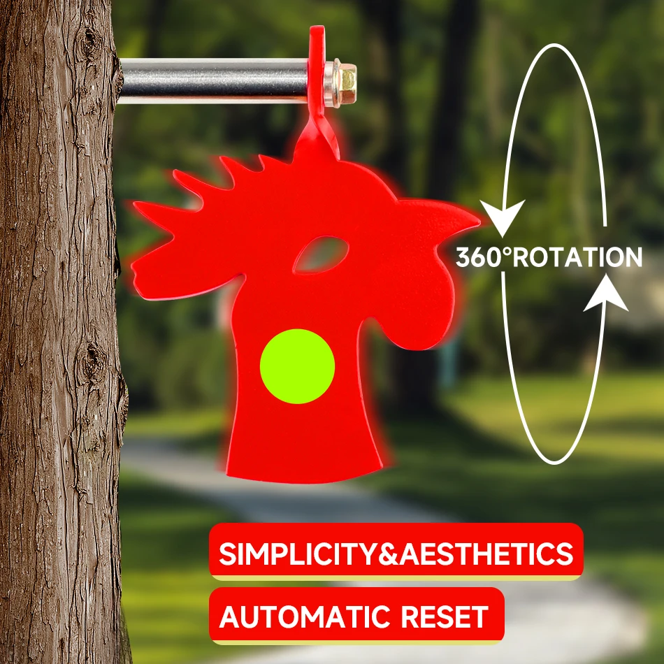Metal Red Animal Chicken 360 ° Rotating Targets Soft Egg Air Gun Target Insertion Tree Rotation Target Outdoor Hunting Shooting