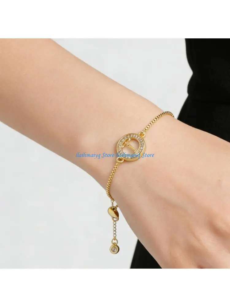 

573B Elegant Copper Crosses Pendant Hand Chain For Women Religious Jewelry Gift
