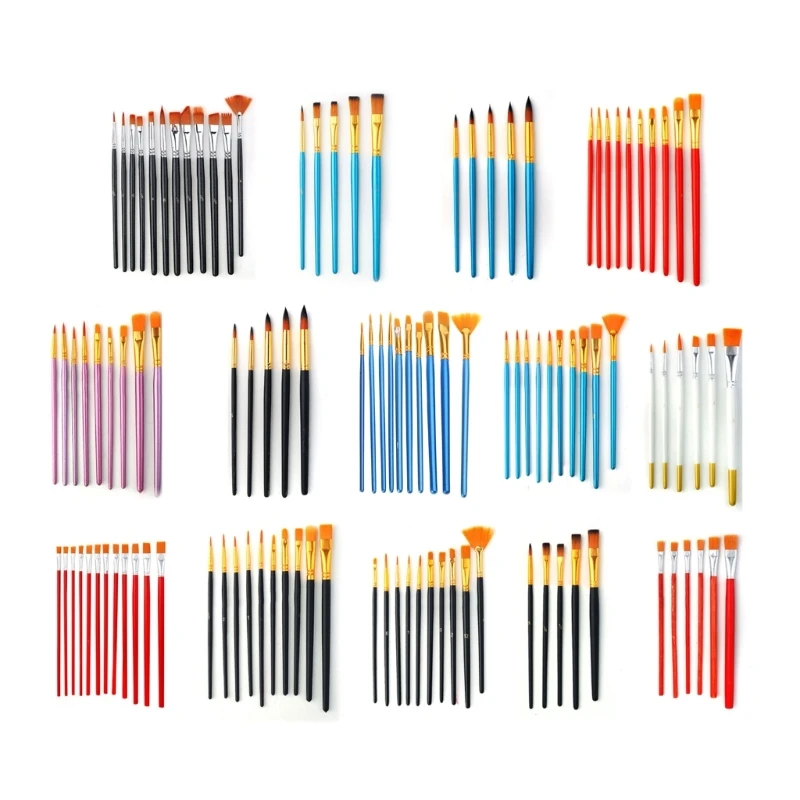 Pennelli 5/6/10/12 pezzi Pennello professionale Pennello a punta tonda Punta in nylon per capelli Pennello acrilico per