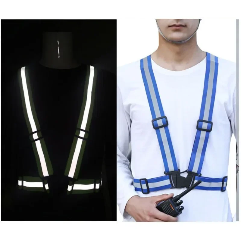 Outdoor Night Riding Reflective Elastic Vest Lightweight Adjustable High-gloss Walking Safety Belt Waterproof Running Equipment