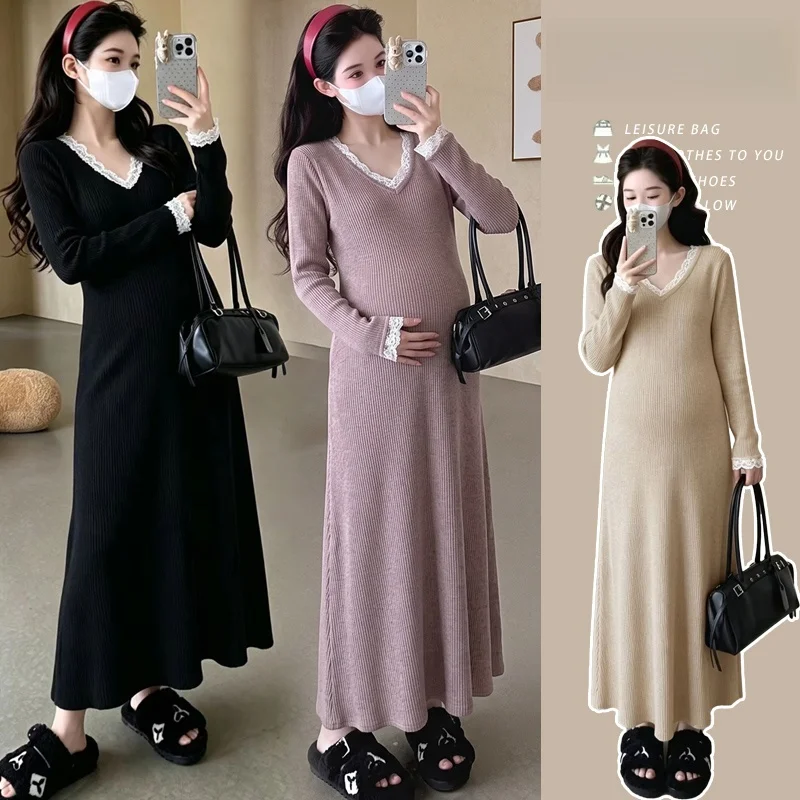 vestido-de-maternidad-tejido-con-encaje-elastico-largo-hasta-el-suelo-para-otono-uso-individual-transpirable-de-fibra-de