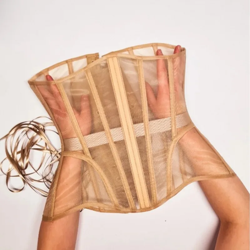 27cm-breathable-mesh-waist-trainer-semi-hip-support-corset-belt-for-women-with-back-ties