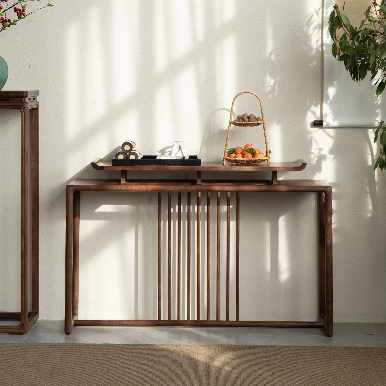 LH new Chinese style porch table Zen offering table against the wall Full-end solid wood view platform