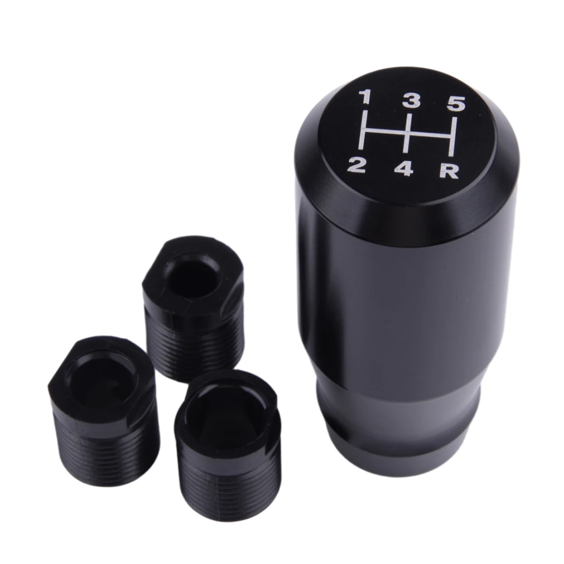 5 Speed Car Manual Gear Stick Shift Knob Shifter Lever Head with 3 Adapters Black