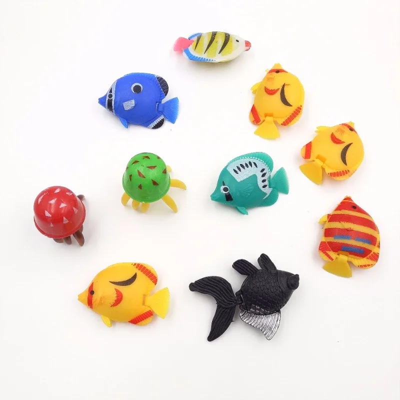 10pcs Aquarium Plastic Artificial Fish Colorful Tropical Fishes Ornaments for Aquarium Floating Fish Decor