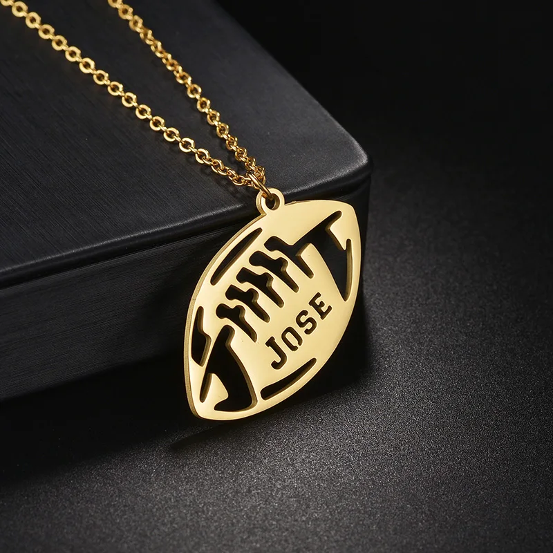 Nextvance Custom Rugby Name Necklace Personalized American Football Pendant Stainless Steel Ball Star Fans Sports Jewelry Gifts