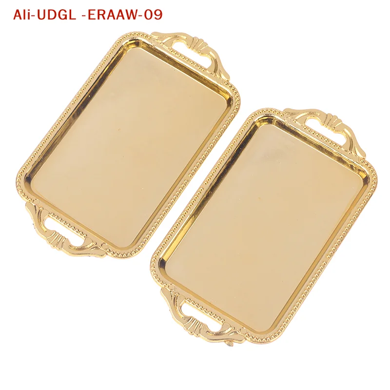 2 szt. Miniaturowe akcesoria do domku dla lalek, symulacja mini plastikowej tacy na herbatę, taca na owoce i jedzenie, model talerza obiadowego do dekoracji domku dla lalek