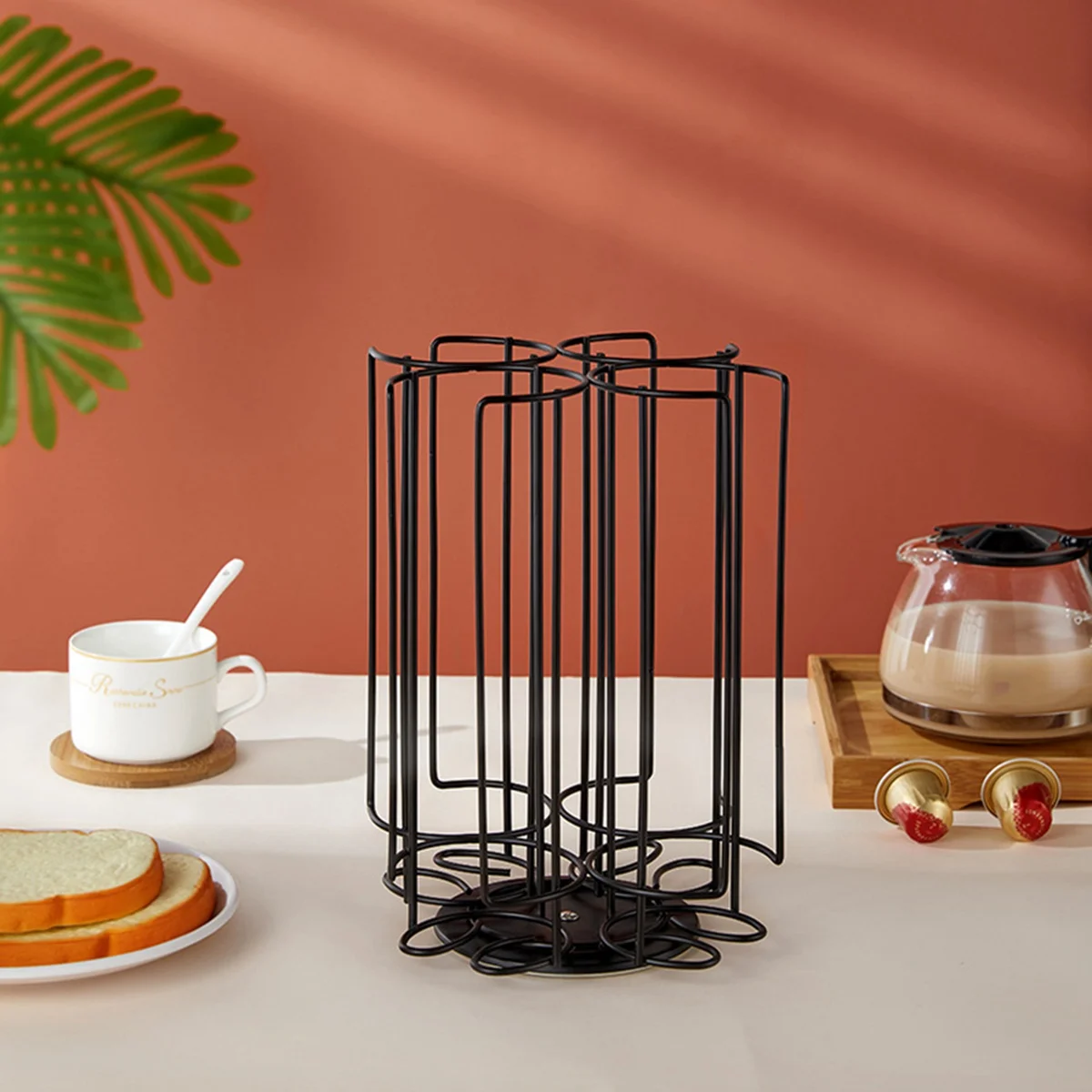 THIVN-Simple Style Rotating Capsule Coffee Pods Holder Storage Rack For 32 Tassimo Capsules