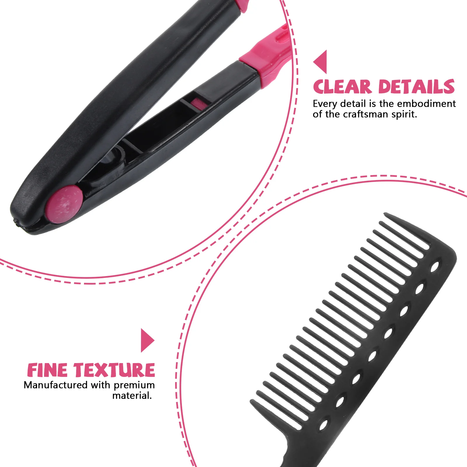 

V-Shaped Straight Comb Foldable Plastic Hair Straightening Tool For Salon Home Use Lightweight Styling Comb For Thick Thin Hair