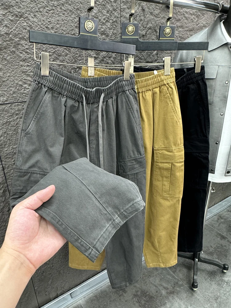 

Мужские удобные хлопковые прямые брюки свободного покроя, повседневная рабочая одежда, брюки в американском стиле, осенняя мода, маленький размер