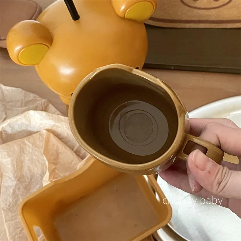 Cartoon Rilakkuma Chubbybaby Cute Toothbrush Cup Chubby Bear Kawaii For Couples Bathroom Plastic Mouthwash Cup  Daily Washing view 3
